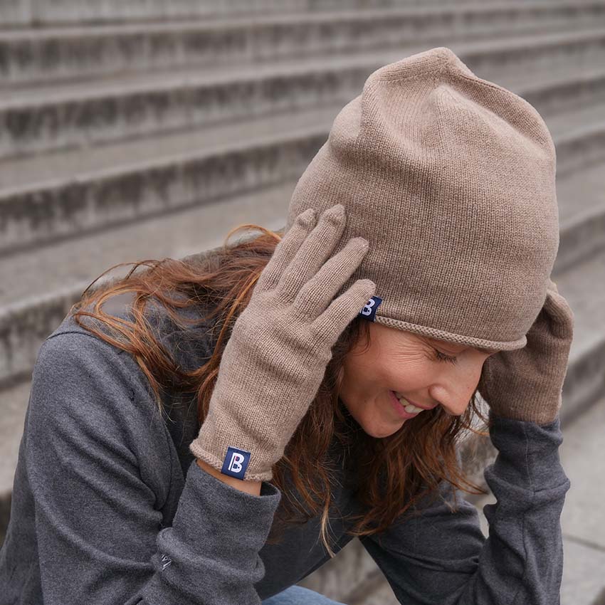 Bonnet et Gants Cachemire - Blanc Bonnet