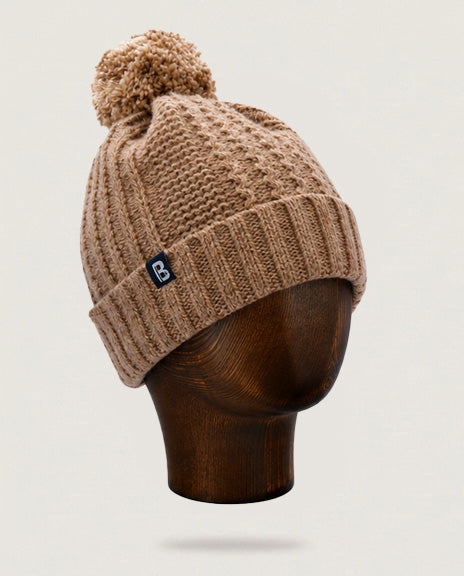 Bonnet laine française marron