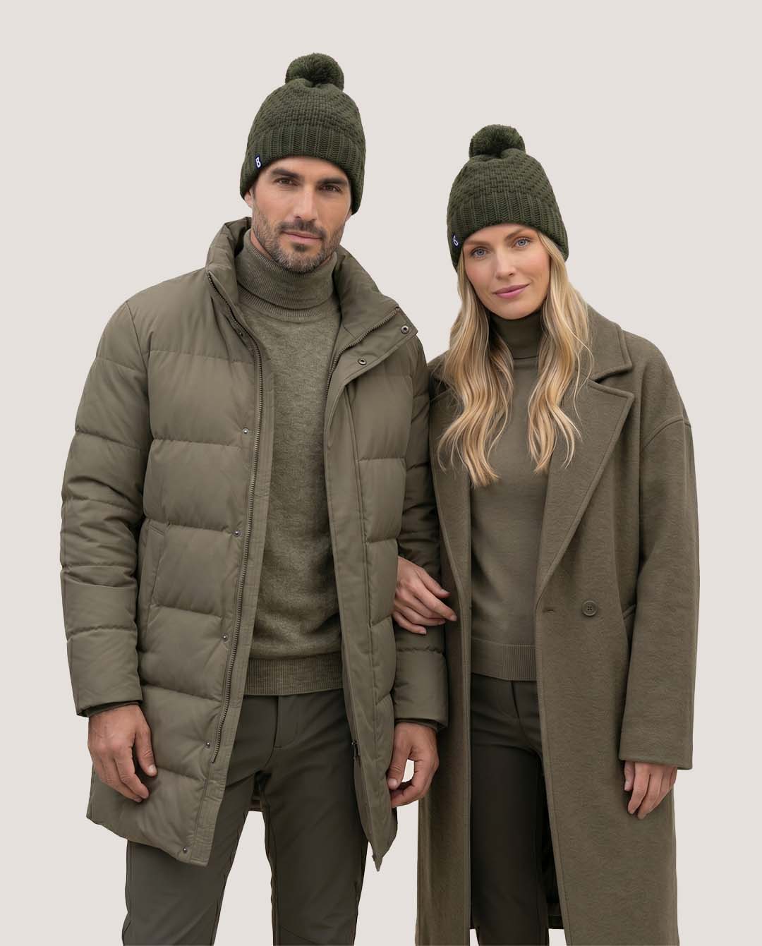 Bonnet pompon kaki