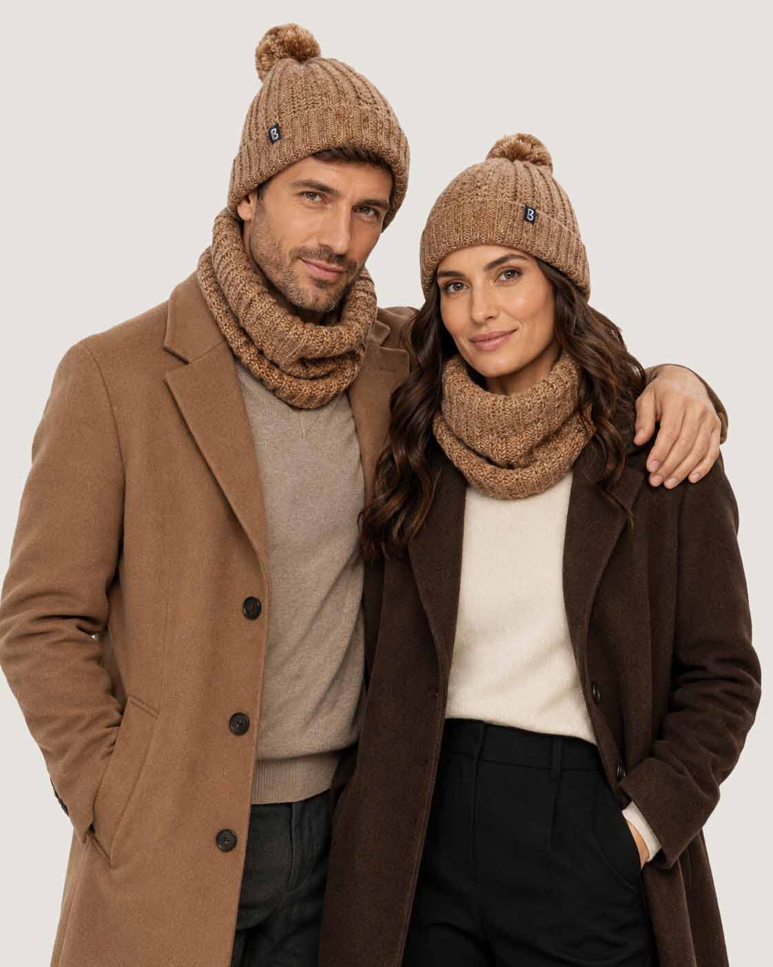 Bonnet Tour de cou laine marron