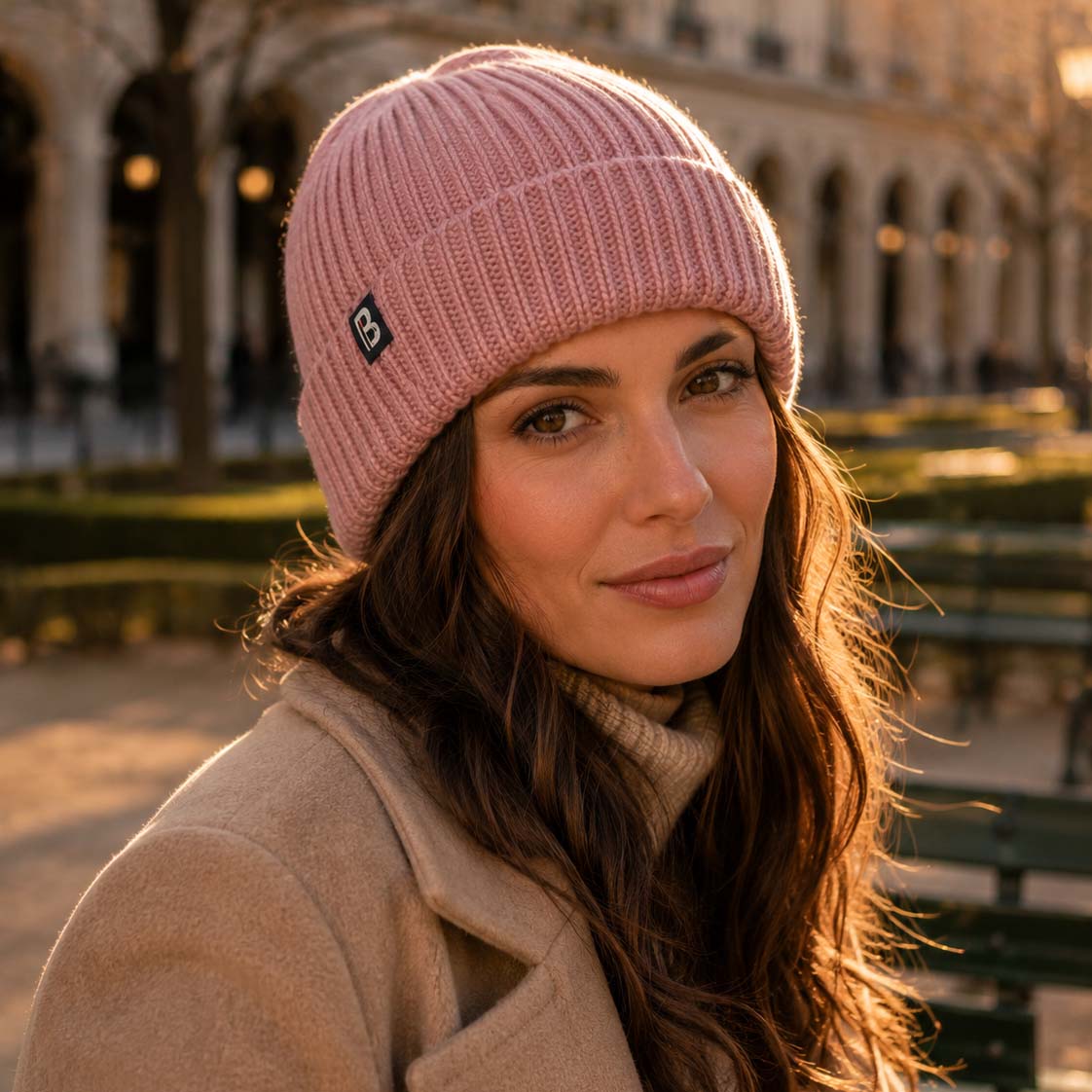 Bonnet laine rose