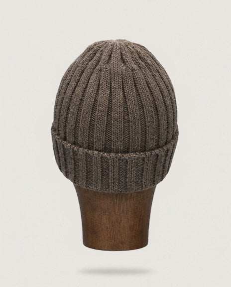 Bonnet Lin laine marron