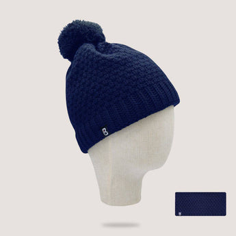 Bandeau et Bonnet pompon marine