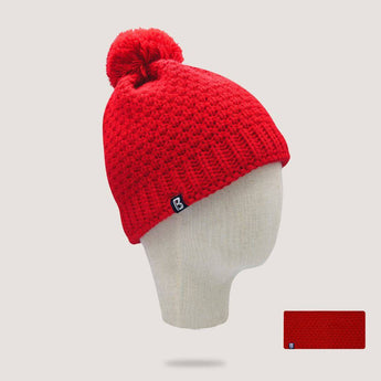 Bandeau et Bonnet pompon rouge