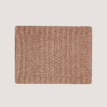 Bonnet pompon et Tour de cou Laine Française marron